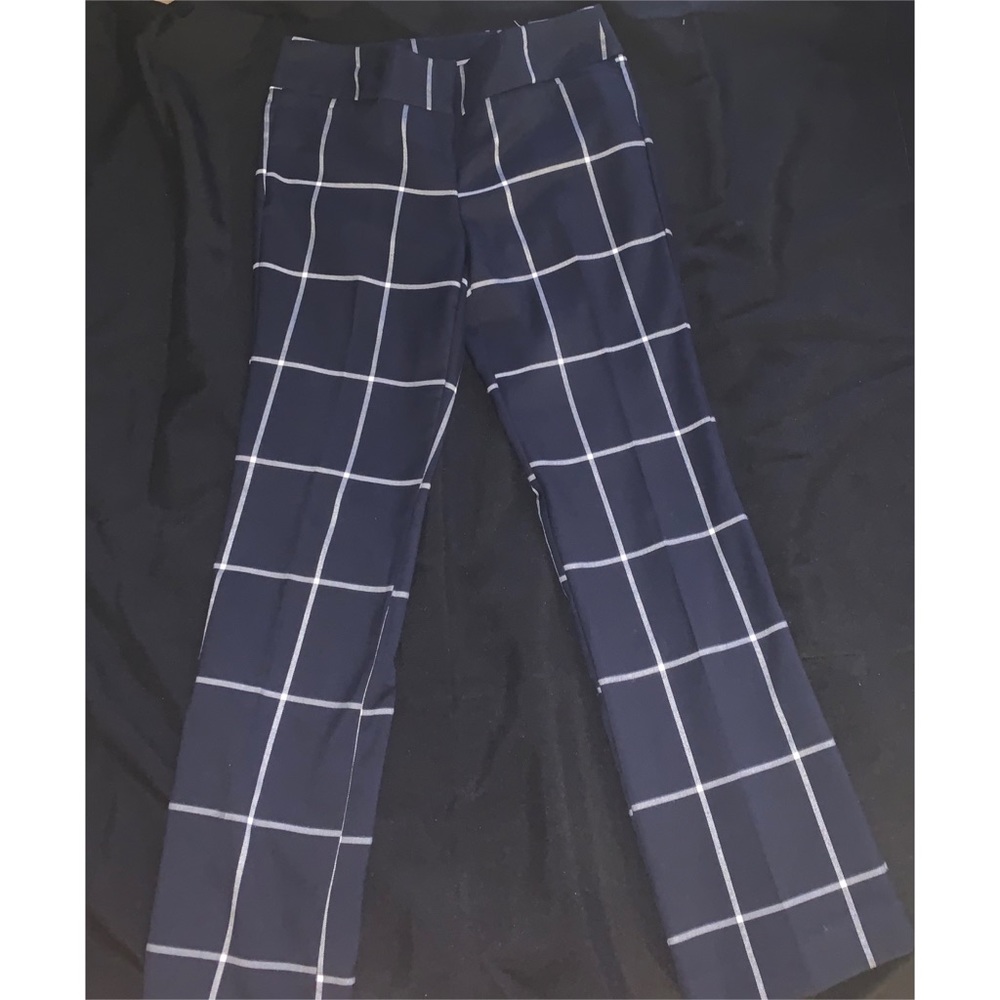 Navy Blue Windowpane Trousers